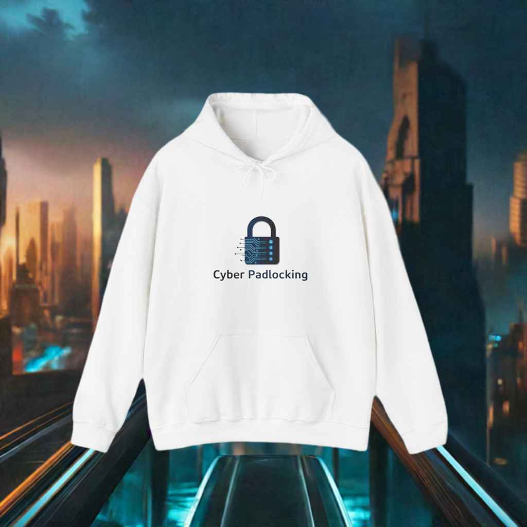 Cyber Padlocking Unisex Heavy Blend Hooded Sweatshirt - Tech-Inspired Comfort