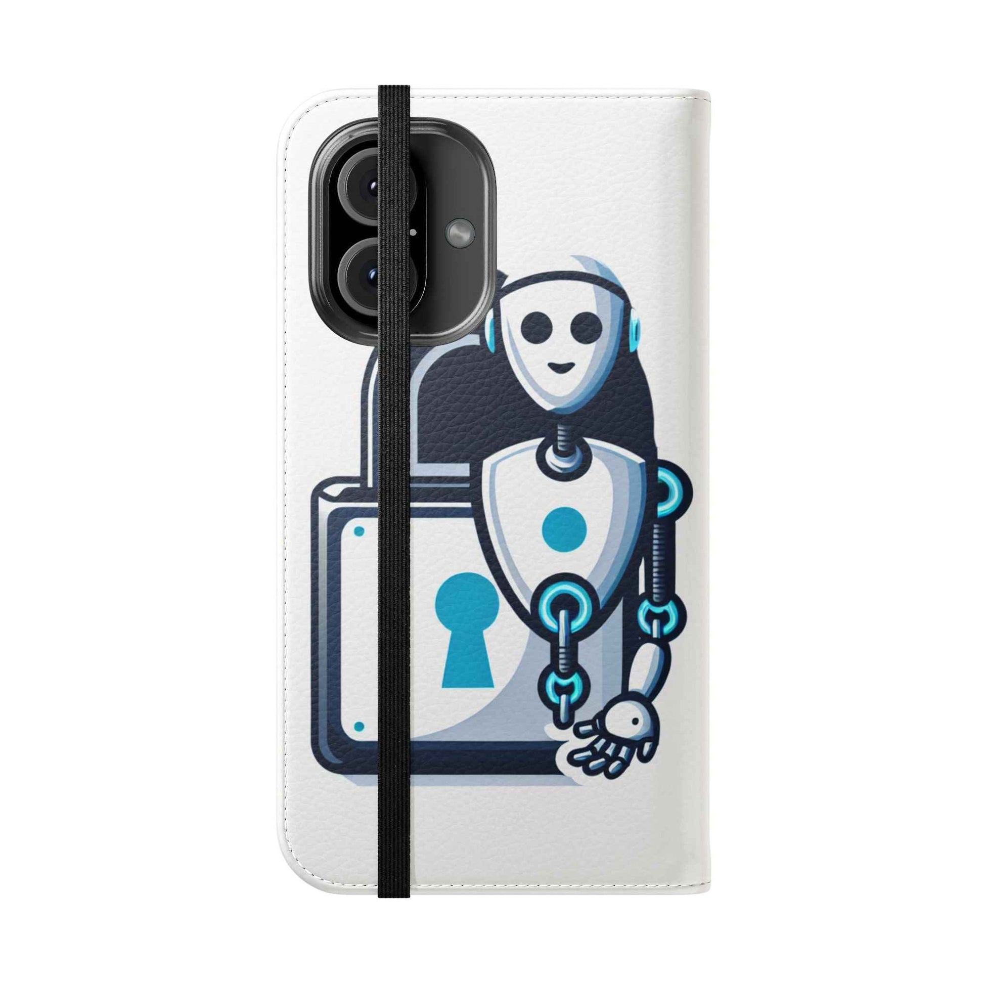 Robotic Lock Flip Case - Stylish Secure Phone Wallet for Tech Lovers