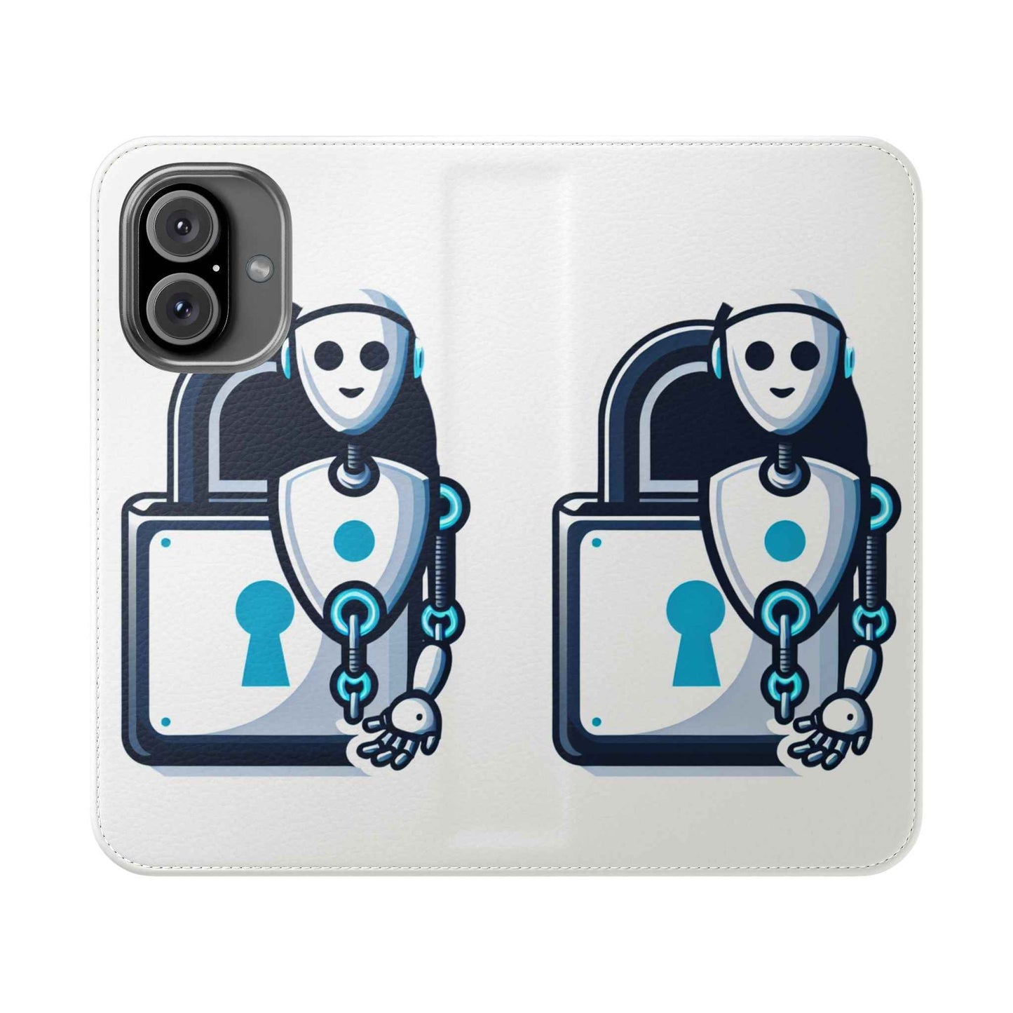 Robotic Lock Flip Case - Stylish Secure Phone Wallet for Tech Lovers
