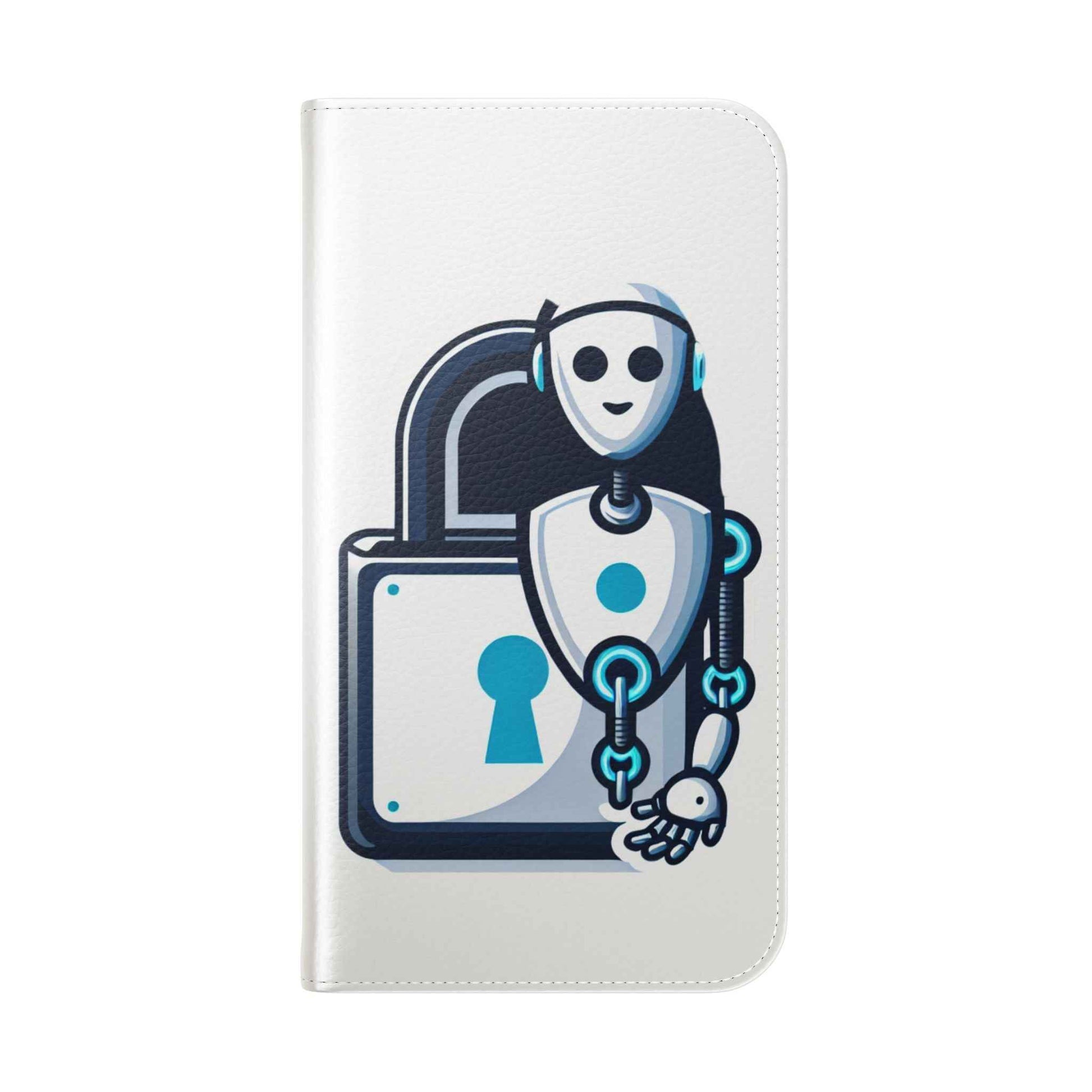 Robotic Lock Flip Case - Stylish Secure Phone Wallet for Tech Lovers